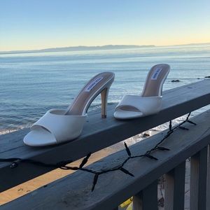 Steve Madden white mules